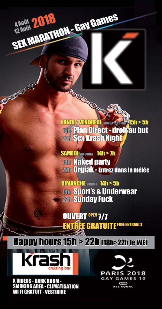 Sex-marathon-gay-games-2018 Gay games Paris 2018 - Sex marathon - Cruising bar